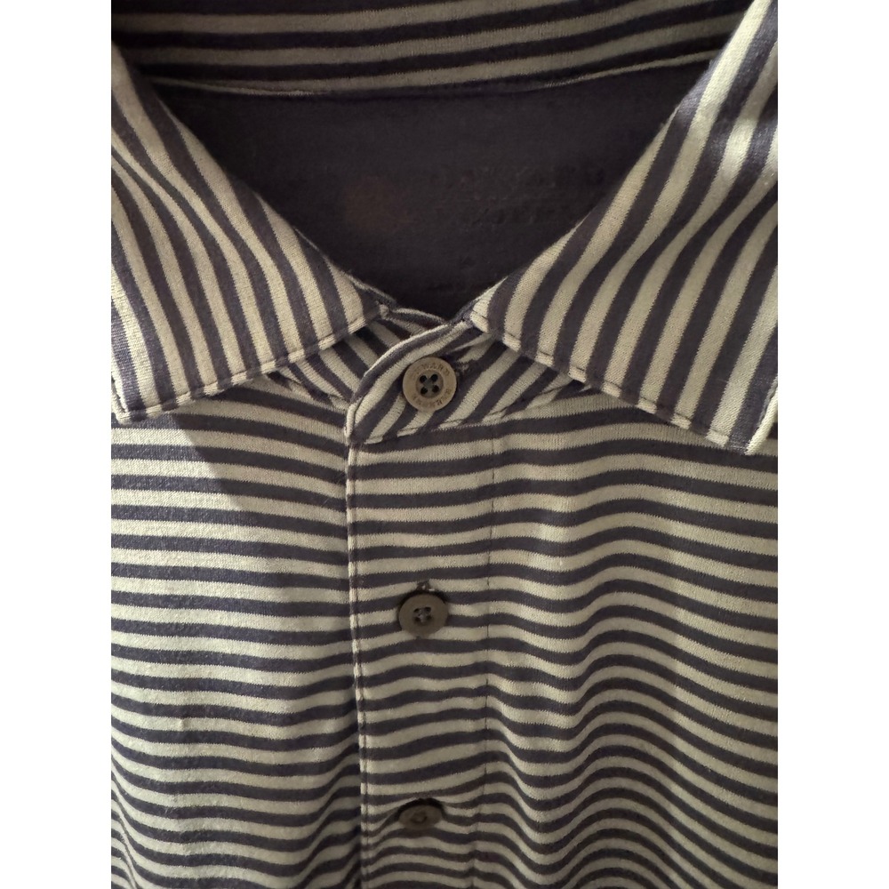 Onward Reserve Mens Striped Polo Shirt Navy White Short Sleeve Bear Logo XL